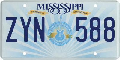 MS license plate ZYN588