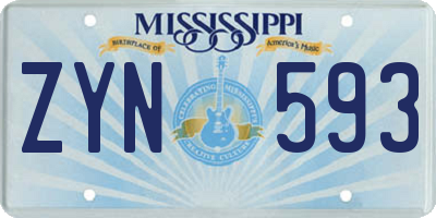MS license plate ZYN593