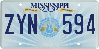MS license plate ZYN594