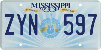MS license plate ZYN597