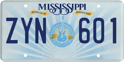 MS license plate ZYN601