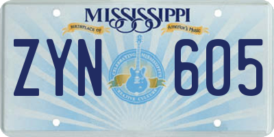 MS license plate ZYN605