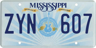 MS license plate ZYN607