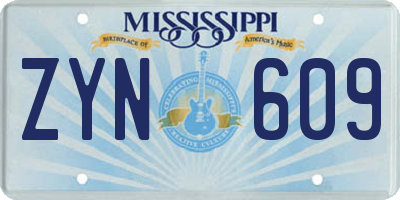 MS license plate ZYN609