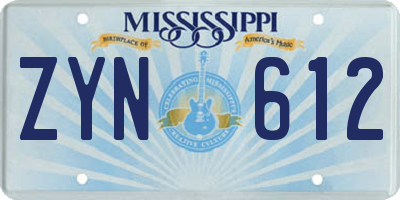 MS license plate ZYN612