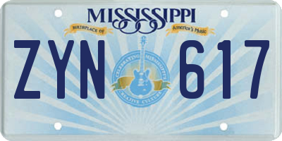MS license plate ZYN617