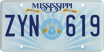 MS license plate ZYN619