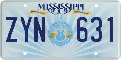 MS license plate ZYN631