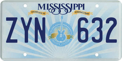 MS license plate ZYN632