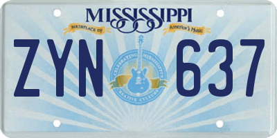 MS license plate ZYN637