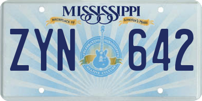 MS license plate ZYN642