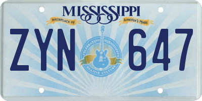 MS license plate ZYN647