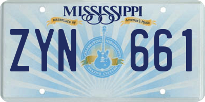 MS license plate ZYN661