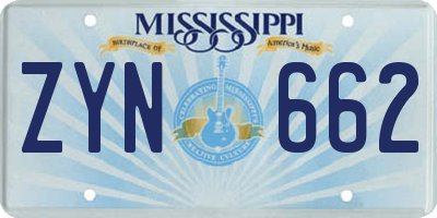 MS license plate ZYN662