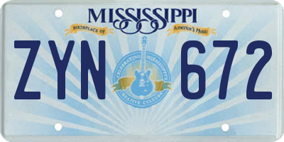 MS license plate ZYN672