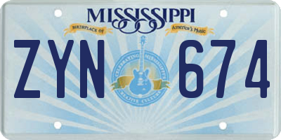 MS license plate ZYN674