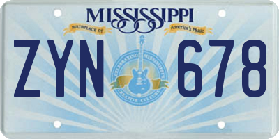 MS license plate ZYN678