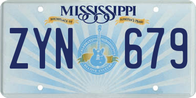 MS license plate ZYN679