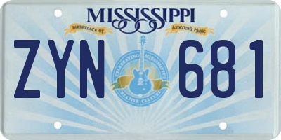 MS license plate ZYN681