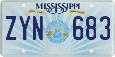 MS license plate ZYN683