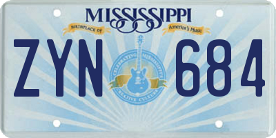 MS license plate ZYN684