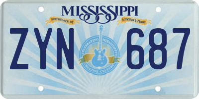 MS license plate ZYN687