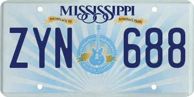 MS license plate ZYN688