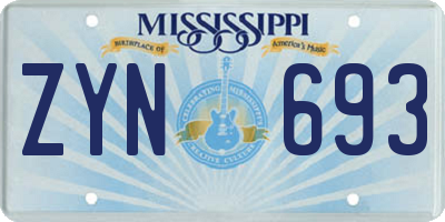 MS license plate ZYN693