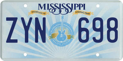 MS license plate ZYN698