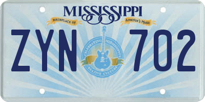 MS license plate ZYN702