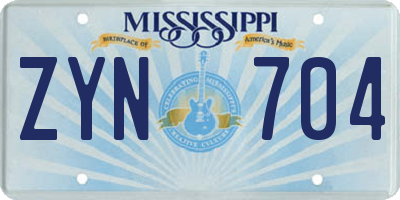 MS license plate ZYN704