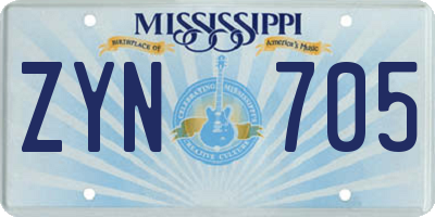 MS license plate ZYN705