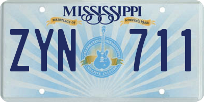 MS license plate ZYN711