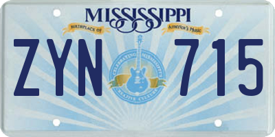 MS license plate ZYN715