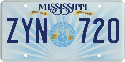 MS license plate ZYN720