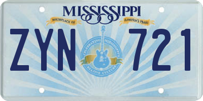 MS license plate ZYN721