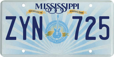 MS license plate ZYN725