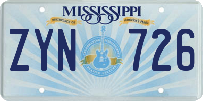 MS license plate ZYN726