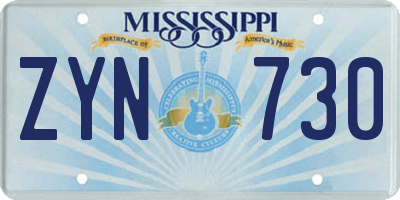 MS license plate ZYN730