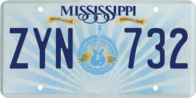 MS license plate ZYN732