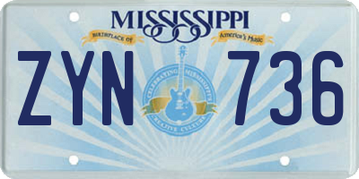 MS license plate ZYN736