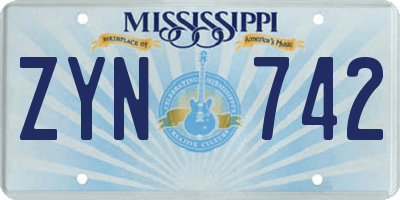 MS license plate ZYN742