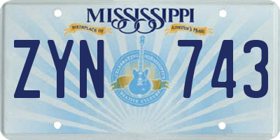 MS license plate ZYN743