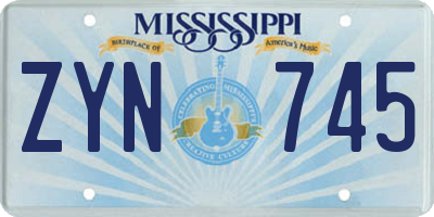 MS license plate ZYN745