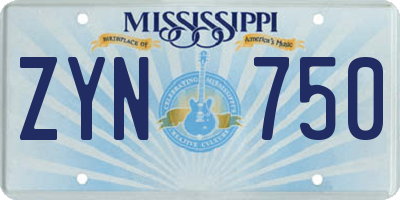 MS license plate ZYN750