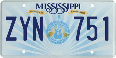 MS license plate ZYN751
