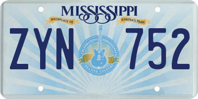 MS license plate ZYN752