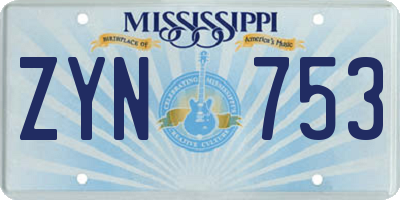 MS license plate ZYN753
