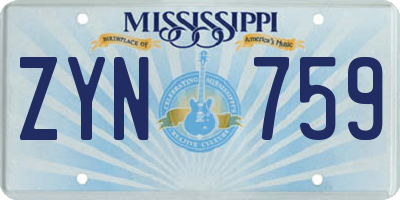 MS license plate ZYN759