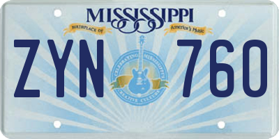 MS license plate ZYN760